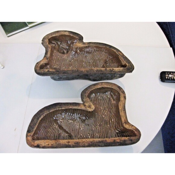 Huge Antique Terra Cota Pottery Resting Lamb Mold 14 1/2